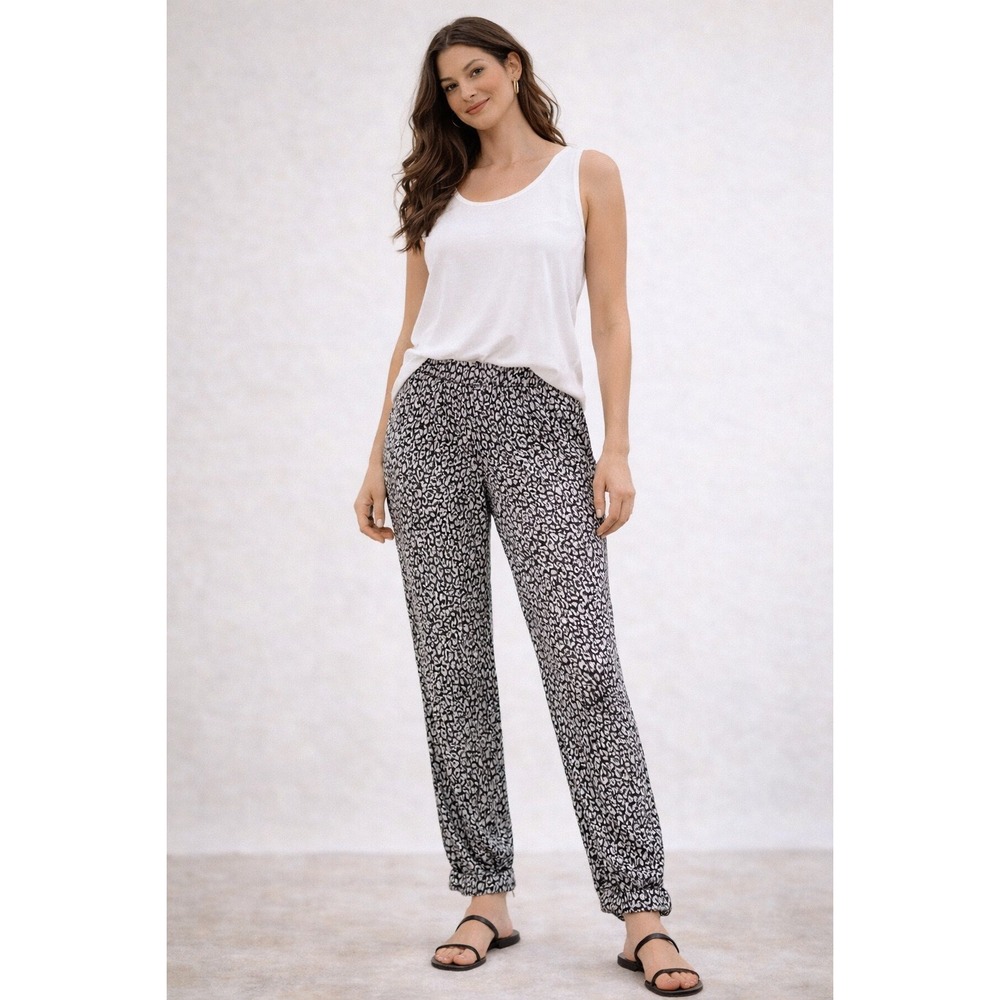 L'Academie Los Angeles Leopard Print Satin Jogger Pants Womens Small Chic‎